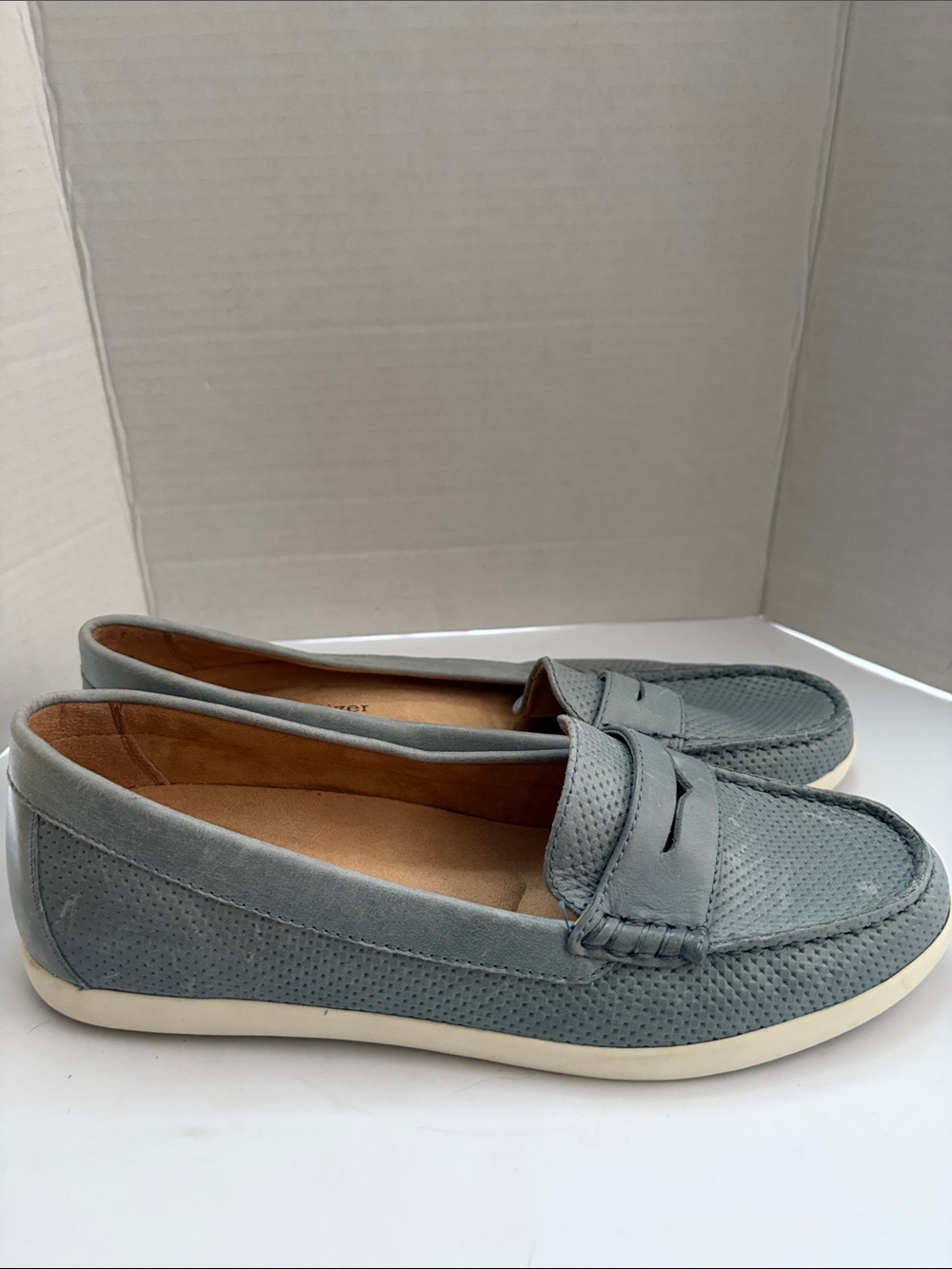 Naturalizer Light Gray Perforated Penny Loafers